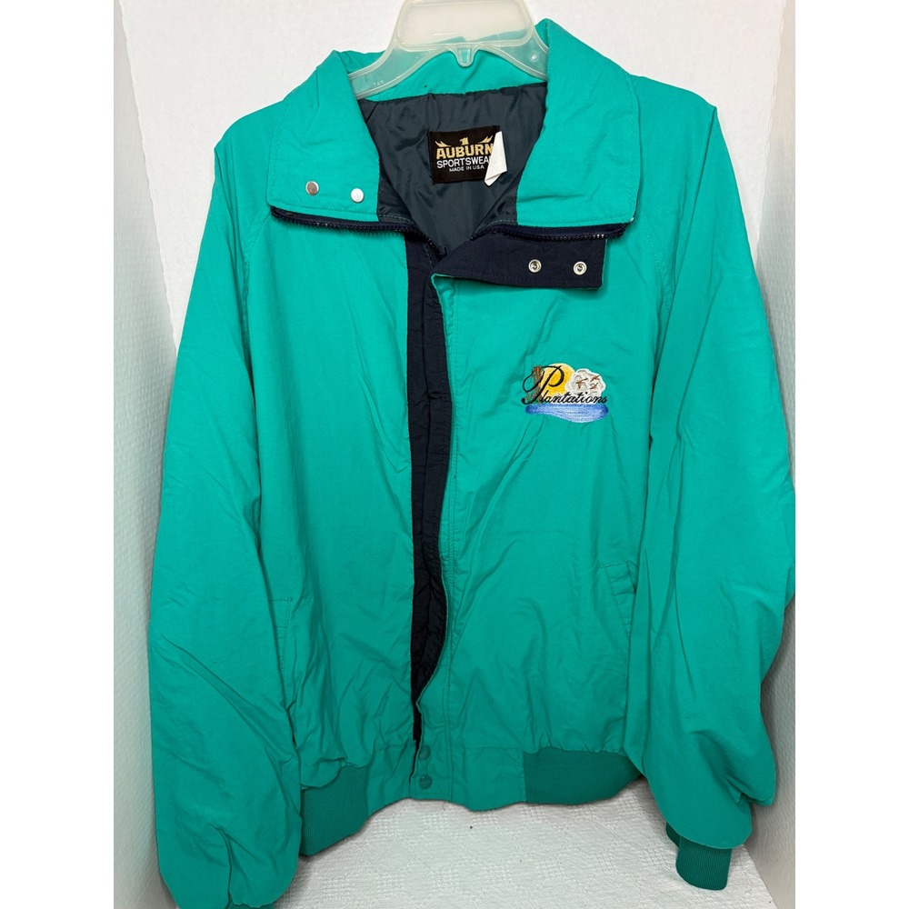 Auburn Sportswear Windbreaker Jacket Plantation Logo Teal Green XL